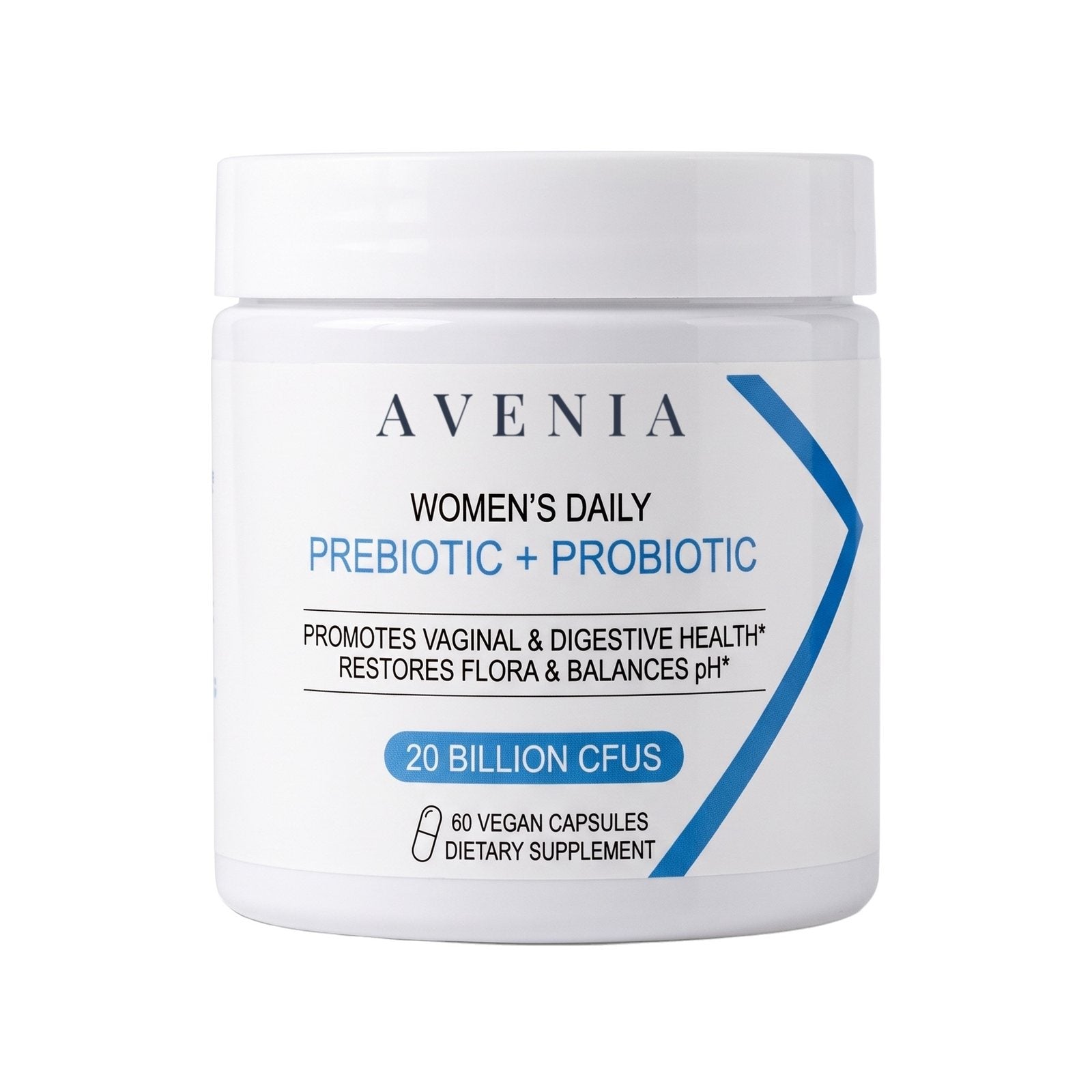 A jar of AVENIA Women's Daily Prebiotic + Probiotic