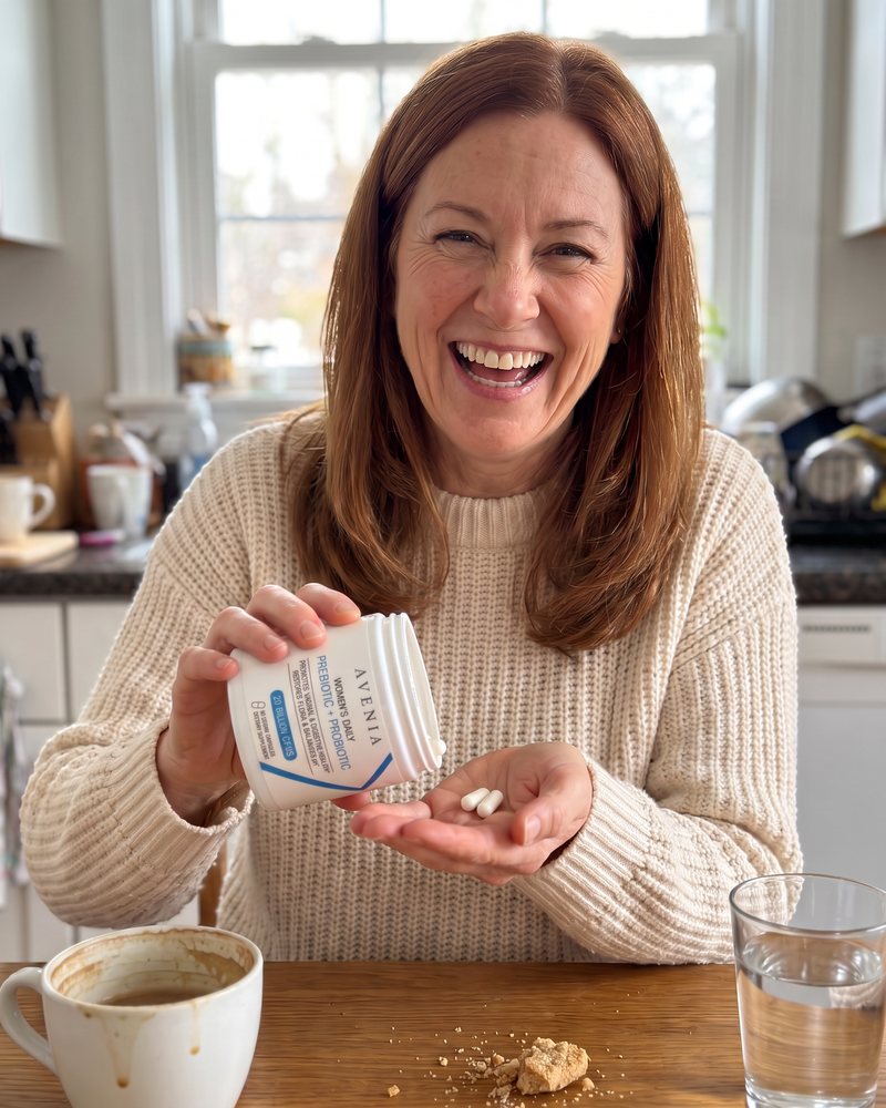 An AVENIA customer holding her jar