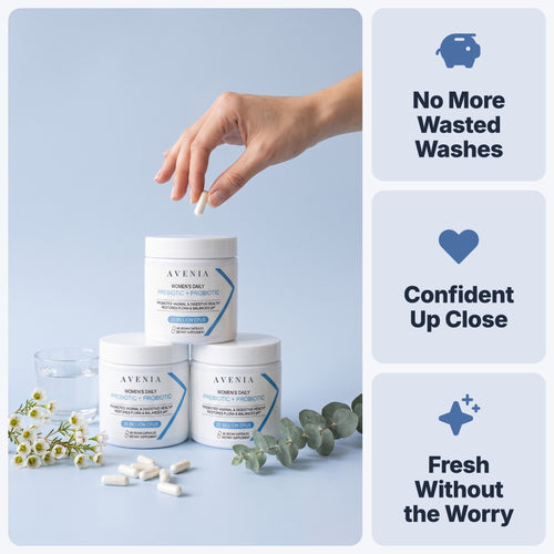 AVENIA women's probiotic: no more wasted washes, confident up close, fresh without the worry