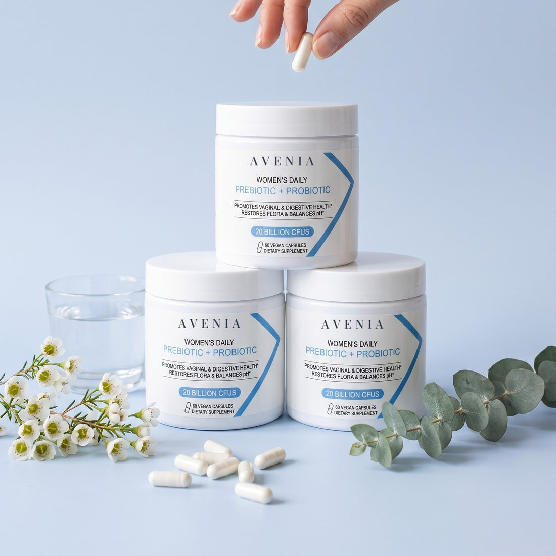 Three jars of AVENIA, a 90-day supply