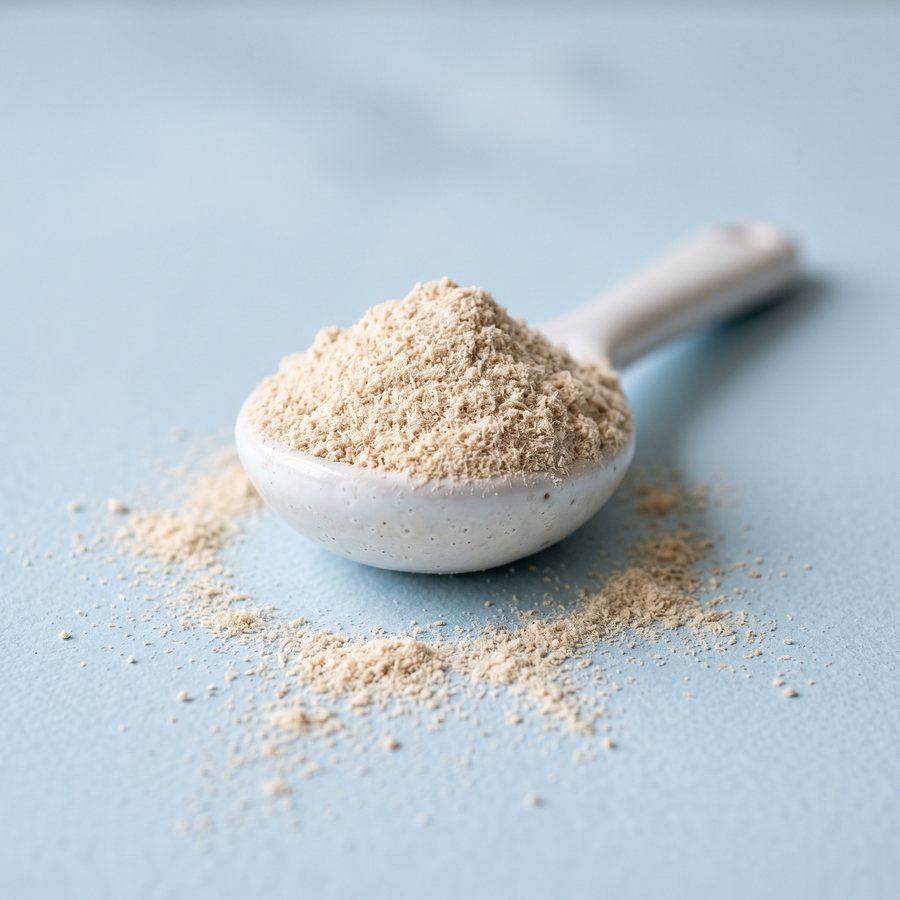A spoon of prebiotic fiber powder