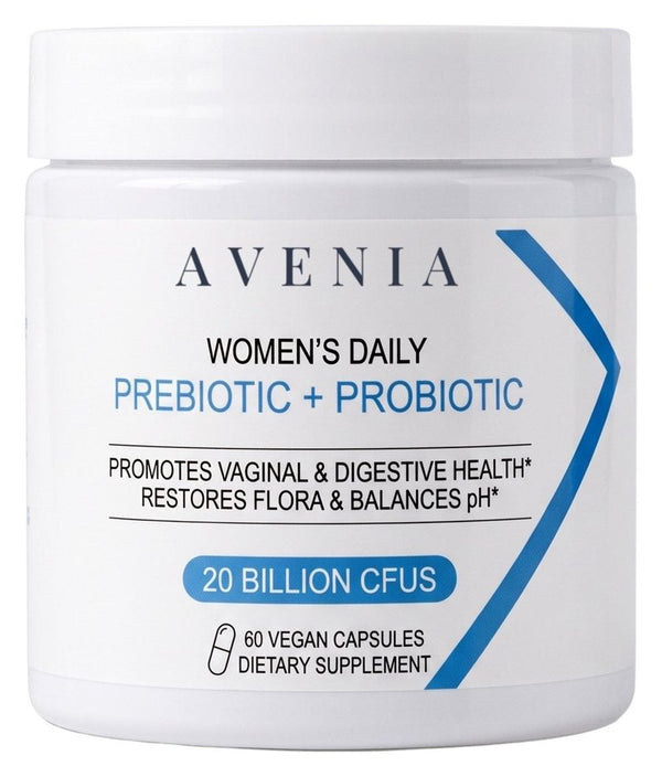 A jar of AVENIA Women's Daily Prebiotic + Probiotic
