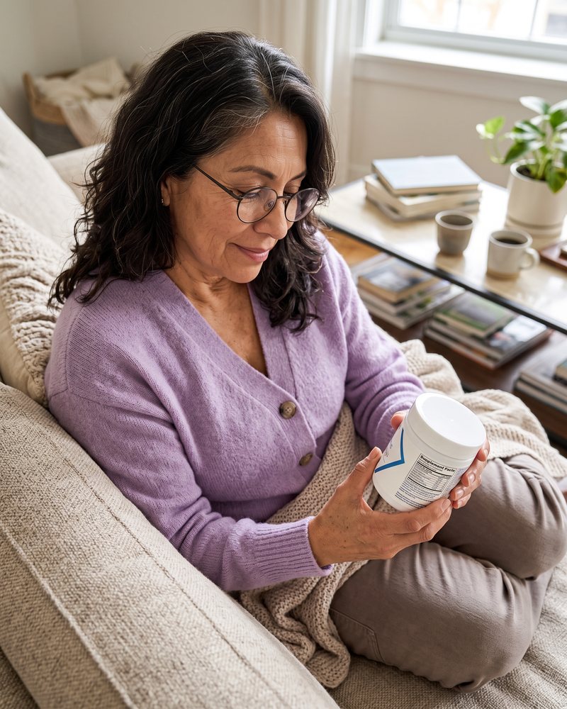 An AVENIA customer holding her jar